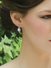 Ivory & Co Rhodium Belmont And Crystal Teardrop Earring - Image 4 of 5