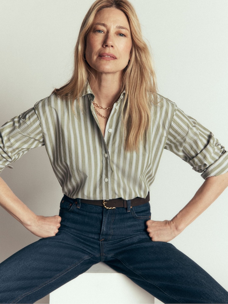 Boden Green Sienna Crop Relax Cotton Shirt - Image 1 of 7 Boden Green Sienna Crop Relax Cotton Shirt - Image 1 of 7