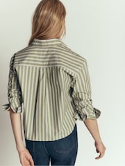 Boden Green Sienna Crop Relax Cotton Shirt - Image 3 of 7