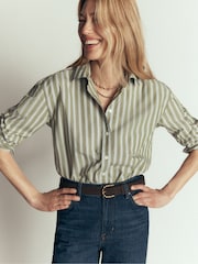 Boden Green Sienna Crop Relax Cotton Shirt - Image 4 of 7