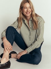 Boden Green Sienna Crop Relax Cotton Shirt - Image 5 of 7