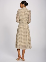 Jolie Moi Natural Chiffon Print Ruffled Shirt Dress - Image 2 of 6