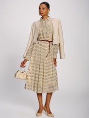 Jolie Moi Natural Chiffon Print Ruffled Shirt Dress - Image 4 of 6