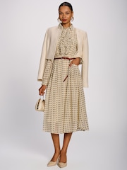 Jolie Moi Natural Chiffon Print Ruffled Shirt Dress - Image 6 of 6