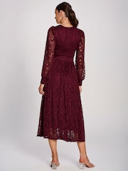 Jolie Moi Red Long Sleeve Printed Lace Maxi Dress - Image 2 of 6