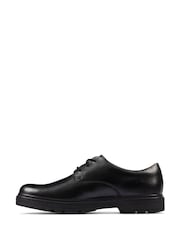Clarks Black Wide Fit (G) Leather Loxham Derby Youth Shoes - Image 3 of 8