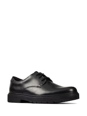 Clarks Black Wide Fit (G) Leather Loxham Derby Youth Shoes - Image 4 of 8
