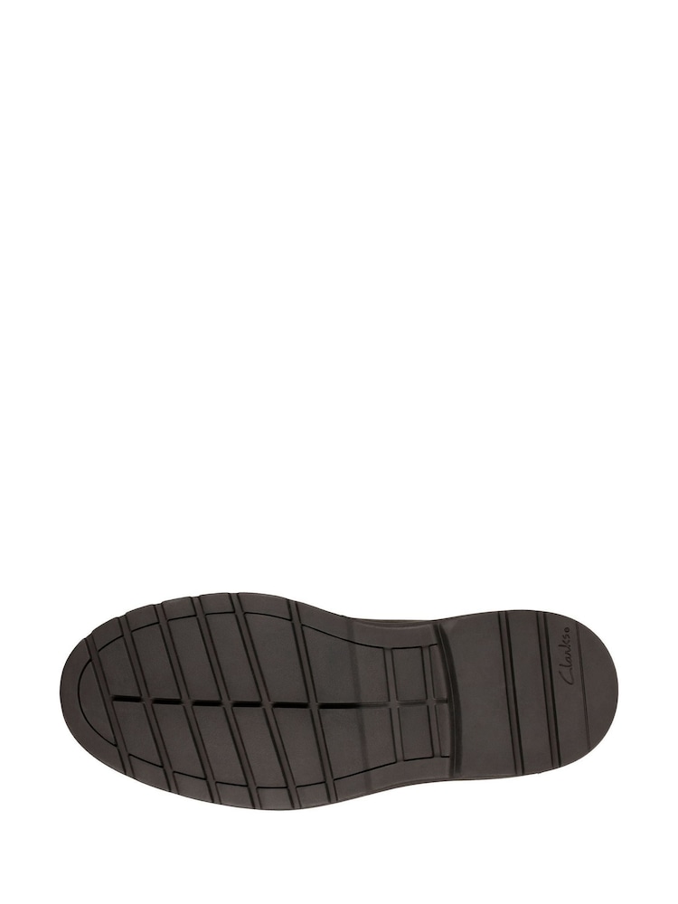 Clarks Black Wide Fit (G) Leather Loxham Derby Youth Shoes - Image 8 of 8