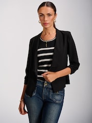 Қара - Jolie Moi Draped Open Collar Blazer - 6суретінің 1 суреті