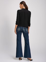 Қара - Jolie Moi Draped Open Collar Blazer - 6суретінің 2 суреті