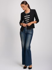 Қара - Jolie Moi Draped Open Collar Blazer - 6суретінің 4 суреті