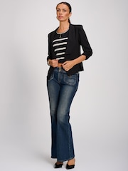 Қара - Jolie Moi Draped Open Collar Blazer - 6суретінің 5 суреті