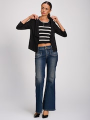 Қара - Jolie Moi Draped Open Collar Blazer - 6суретінің 6 суреті