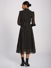 Jolie Moi Black Chiffon Print Ruffled Shirt Dress - Image 2 of 6