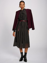 Jolie Moi Black Chiffon Print Ruffled Shirt Dress - Image 5 of 6