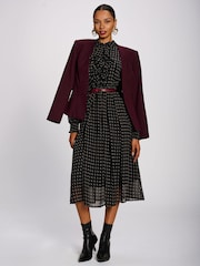 Jolie Moi Black Chiffon Print Ruffled Shirt Dress - Image 6 of 6