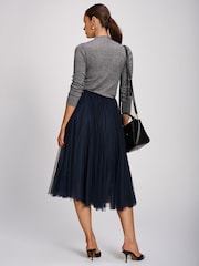 Jolie Moi Blue Tulle Godet Midi Skirt - Image 2 of 6