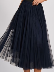 Jolie Moi Blue Tulle Godet Midi Skirt - Image 3 of 6