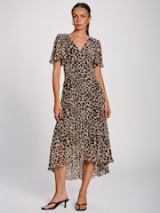 Jolie Moi Animal Angel Sleeve Pleated Chiffon Maxi Dress - Image 1 of 6