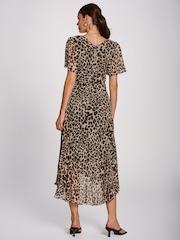 Jolie Moi Animal Angel Sleeve Pleated Chiffon Maxi Dress - Image 2 of 6