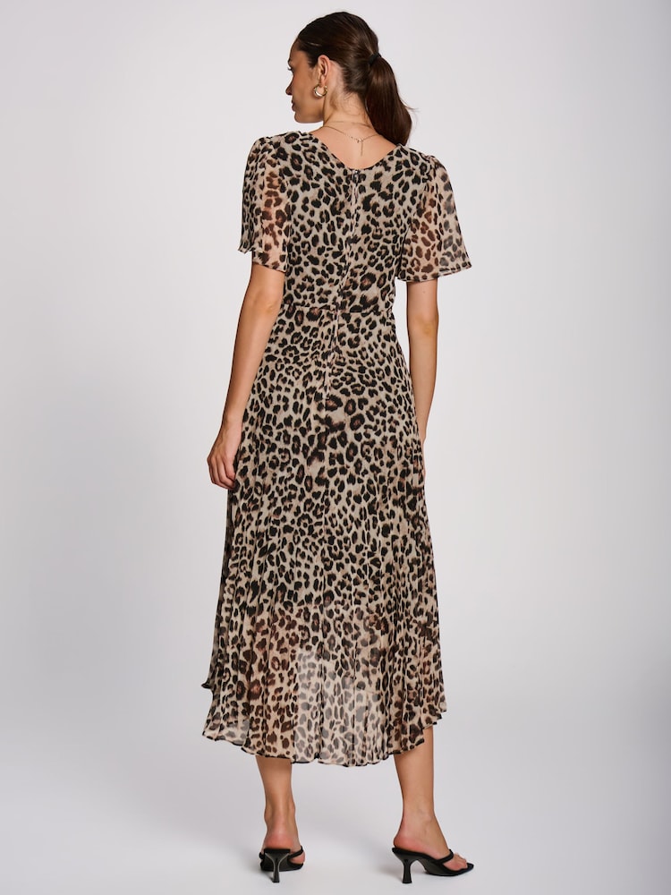 Jolie Moi Animal Angel Sleeve Pleated Chiffon Maxi Dress - Image 2 of 6 Jolie Moi Animal Angel Sleeve Pleated Chiffon Maxi Dress - Image 2 of 6