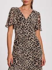 Jolie Moi Animal Angel Sleeve Pleated Chiffon Maxi Dress - Image 3 of 6