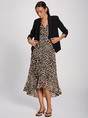 Jolie Moi Animal Angel Sleeve Pleated Chiffon Maxi Dress - Image 5 of 6