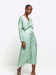 River Island Green Twist Midi Dress - Image 1 of 8
