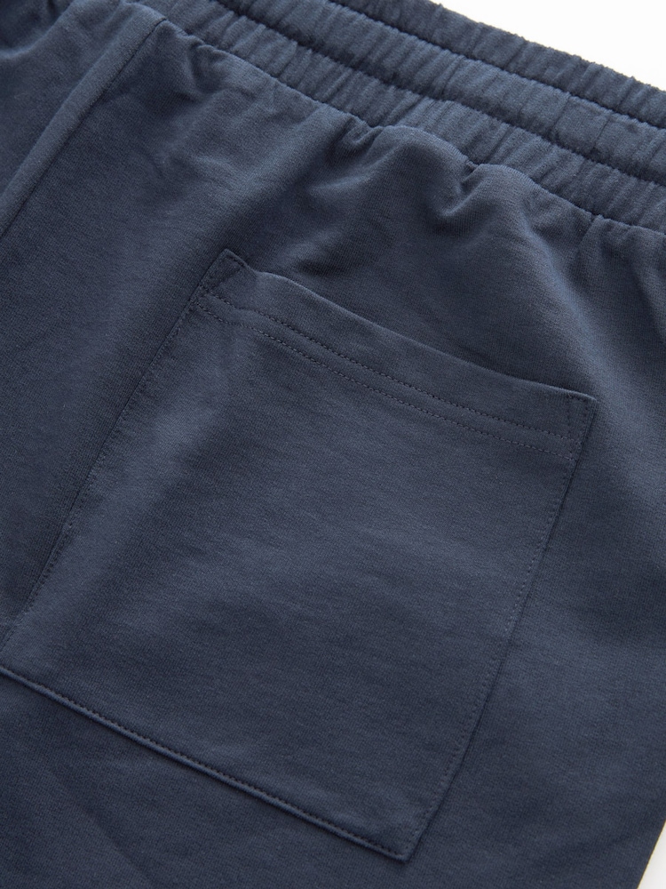 Black/Navy Blue Lightweight 100% Cotton Joggers Shorts 2 Pack - Image 10 of 12