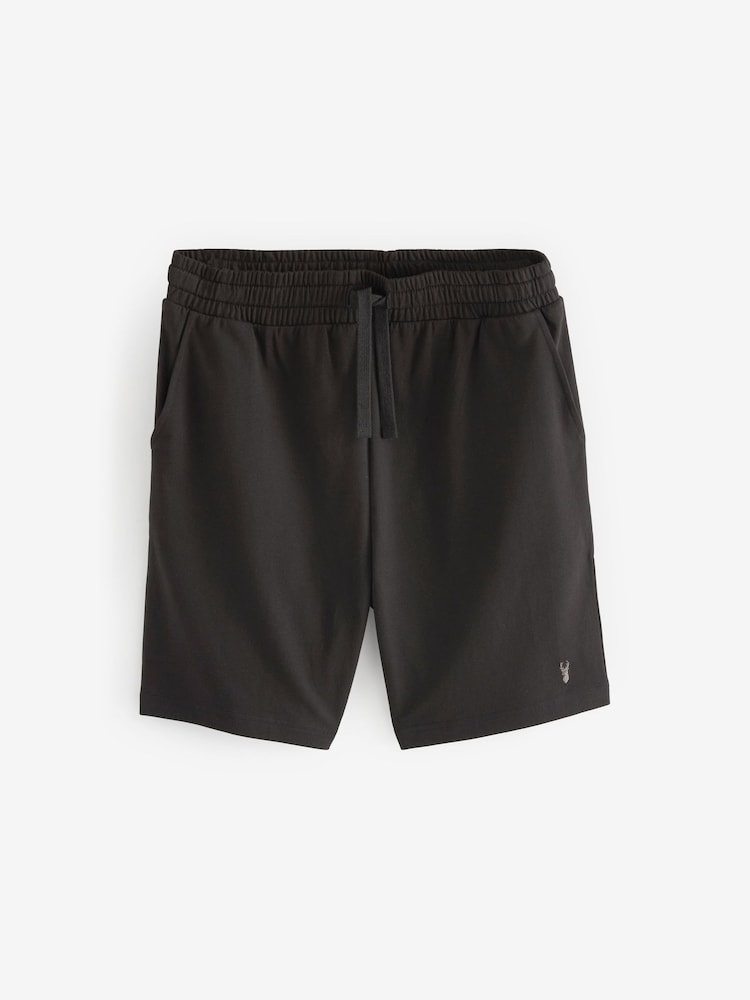 Black/Navy Blue Lightweight 100% Cotton Joggers Shorts 2 Pack - Image 11 of 12