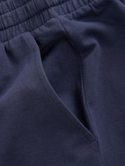 Black/Navy Blue Lightweight 100% Cotton Joggers Shorts 2 Pack - Image 12 of 12