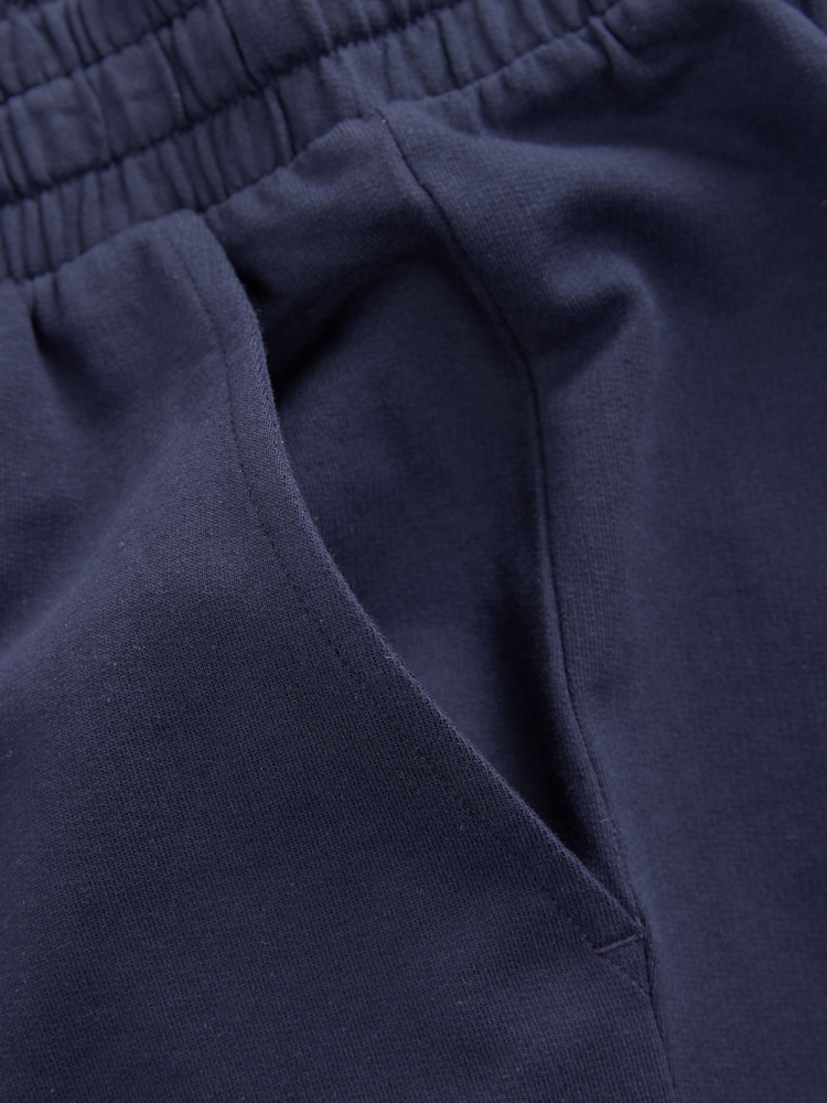 Black/Navy Blue Lightweight 100% Cotton Joggers Shorts 2 Pack - Image 12 of 12