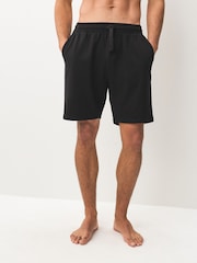 Black/Navy Blue Lightweight 100% Cotton Joggers Shorts 2 Pack - Image 3 of 12