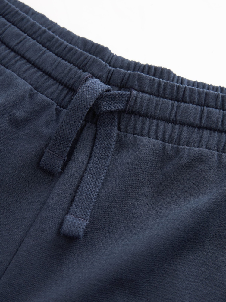 Black/Navy Blue Lightweight 100% Cotton Joggers Shorts 2 Pack - Image 8 of 12