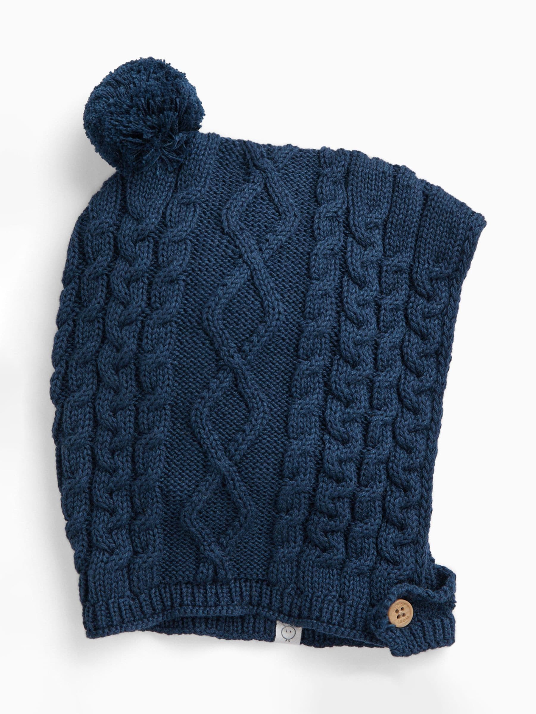 MORI Blue Supersoft Knitted Bonnet Hat
