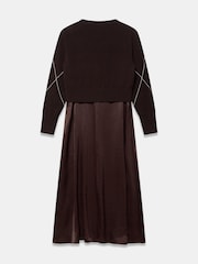 Mint Velvet Brown Argyle Sequin 2-In-1 Midi Dress - Image 8 of 8