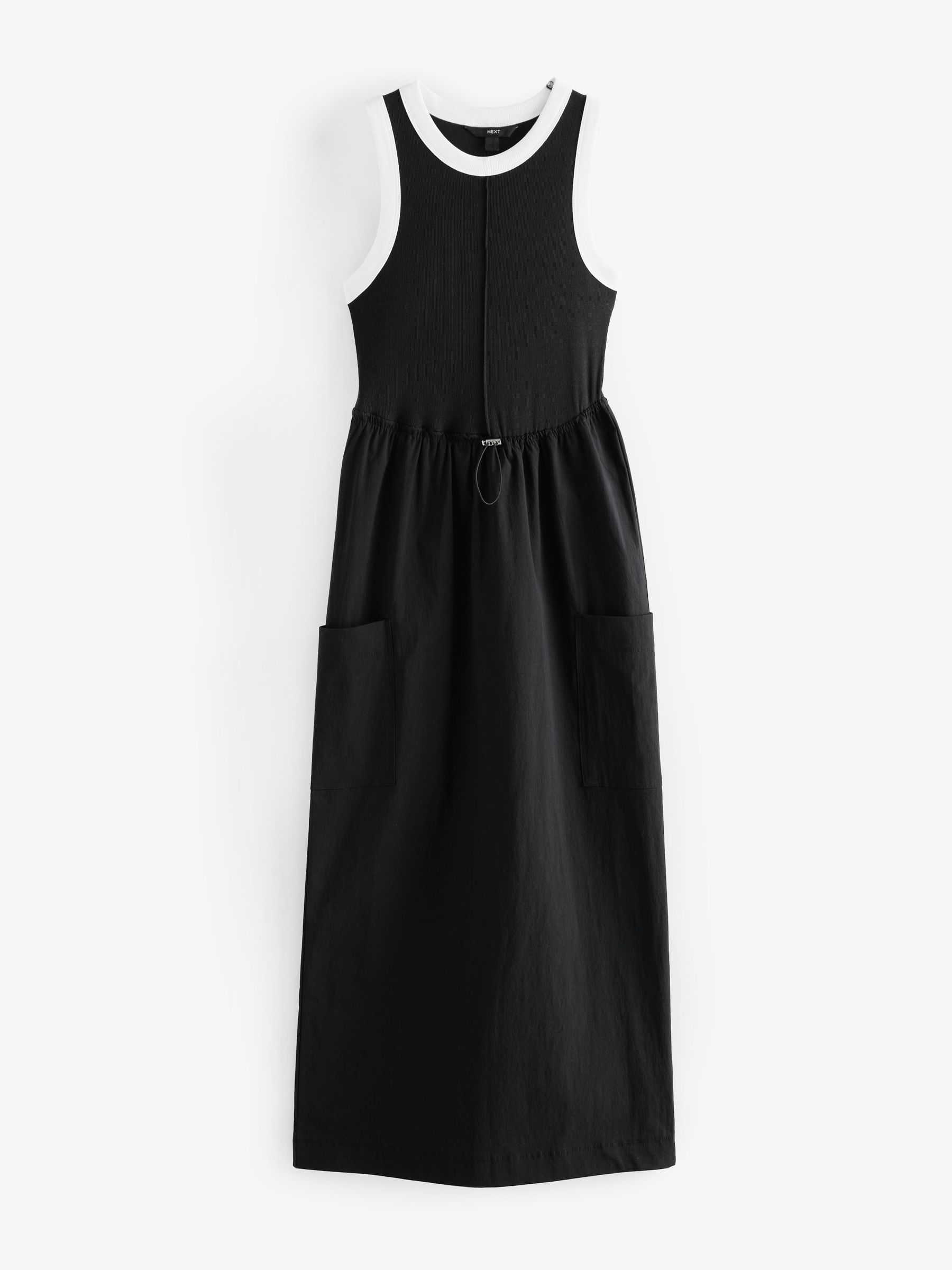 Buy Black Woven Mix Cargo Ribbed Tank Dress from Next Luxembourg
