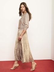 Mint Velvet 2-In-1 Metallic Knit Crinkle Midi Dress - Bilde 4 av 7