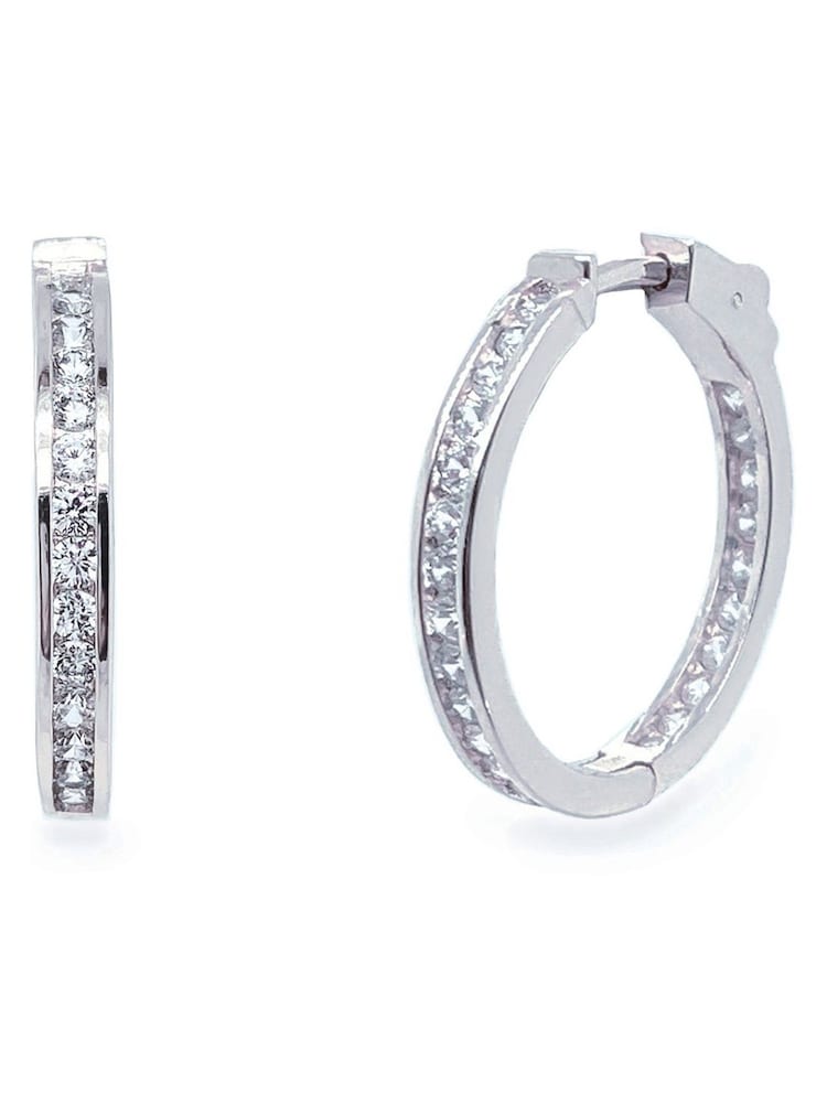 Ivory & Co Silver Copenhagen And Crystal Hoop Earrings - Image 1 of 4