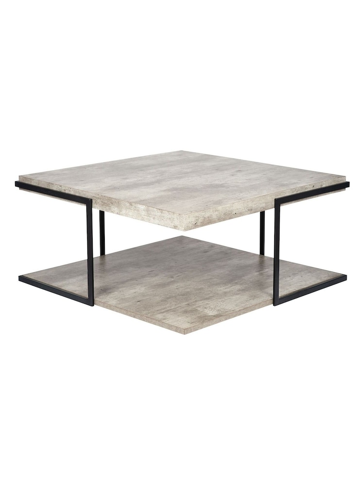 Pacific Black Concrete Effect MDF And Iron Coffee Table - Image 3 of 3