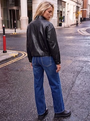 Roman Black Funnel Neck PU Jacket - Image 4 of 4