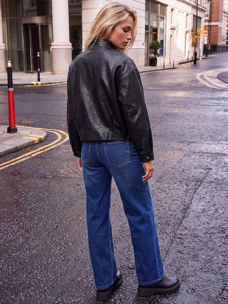 Roman Black Funnel Neck PU Jacket - Image 4 of 4 Roman Black Funnel Neck PU Jacket - Image 4 of 4