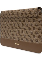 Guess 13"/14" Device Computer Sleeve Pu 4G Smooth Pu Stripe Brown Bag and Metal Logo Script - Image 1 of 4