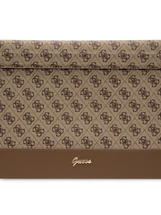 Guess 13"/14" Device Computer Sleeve Pu 4G Smooth Pu Stripe Brown Bag and Metal Logo Script - Image 2 of 4