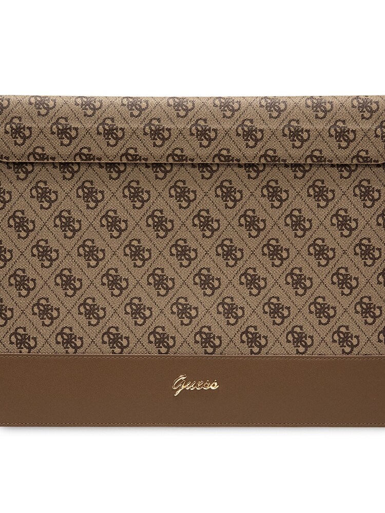 Guess 13"/14" Device Computer Sleeve Pu 4G Smooth Pu Stripe Brown Bag and Metal Logo Script - Image 2 of 4