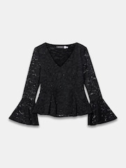 Mint Velvet Black Lace Peplum Top - Image 6 of 7