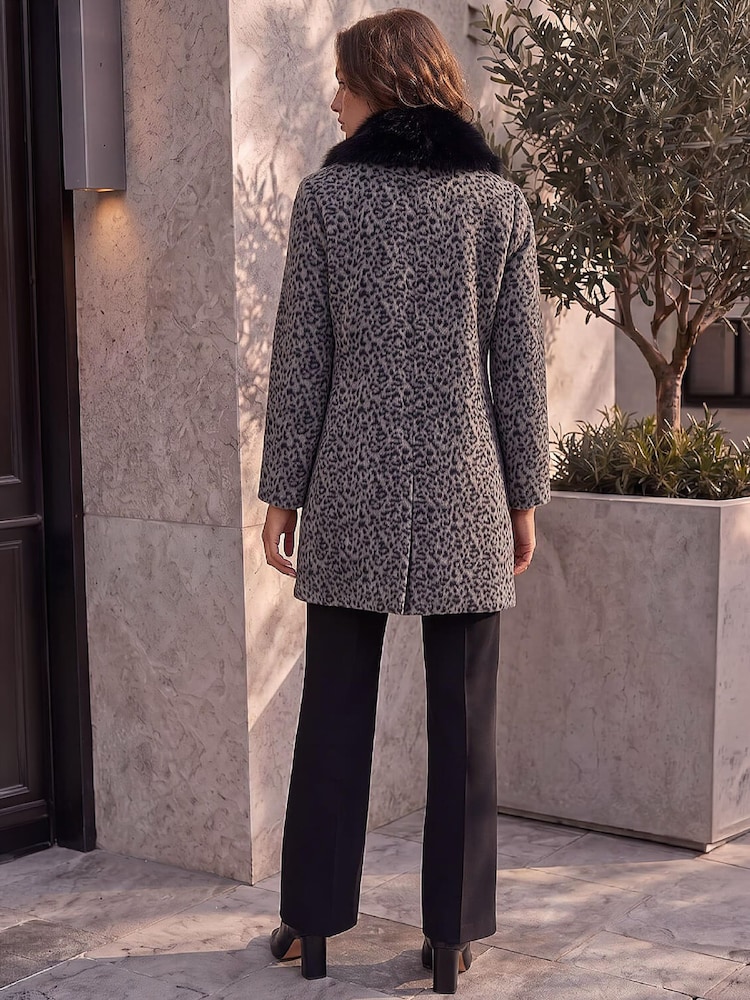 Roman Grey Petite Animal Fur Coat - Image 4 of 4 Roman Grey Petite Animal Fur Coat - Image 4 of 4