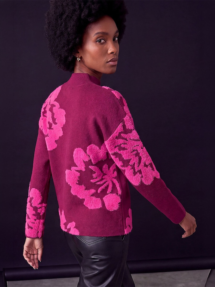 Roman Pink Contrast Floral Jumper - Image 4 of 4 Roman Pink Contrast Floral Jumper - Image 4 of 4