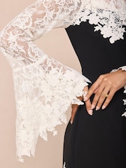 Mint Velvet Black Contrast Lace Mini Dress - Image 5 of 7