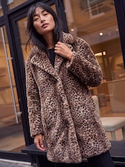 Roman Brown Petite Animal Fur Coat - Image 1 of 4